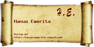 Hanus Emerita névjegykártya
